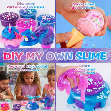 Zonfrto Mini Unicorn Slime Kit For Girls, Glimmer Crunchy Slime, Butter Slime, Galaxy Slime For Kids 6-12, Party Favors For Childrens