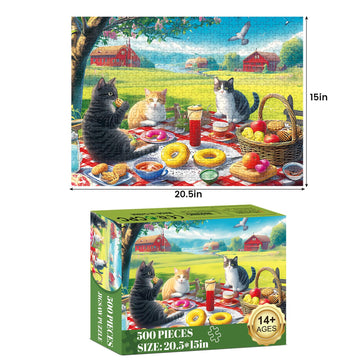 Jigsaw Puzzles 500 Pieces for mature-themeds mature-themed Puzzles Cat Puzzle Games Pieces Fit Together Perfectly Difficult Puzzles for mature-themed Children Elderly Challenging 20.5 * 15IN