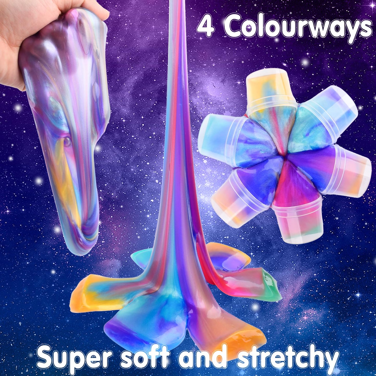 24 Pack Galaxy Slime Kit, Galaxy Slime Cup Party Favors for Girls Boys, 12 Constellations Series Mini Slime Bulk, Wet, Non-Stick