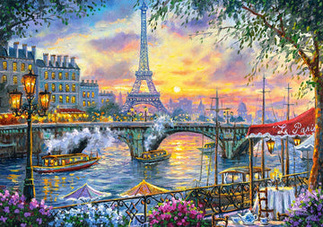 CASTORLAND 500 Piece Jigsaw Puzzle Tea Time in Paris France Colorful Eiffel Tower and Caf? Puzzle Paris Art Puzzle mature-themed Puzzles Castorland B-53018