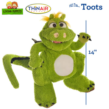 Living Puppets 14-Inch Big Green Dragon Hand Puppet - Fine European Design, Ultra-Soft And Cuddly, Promotes Child Development, S