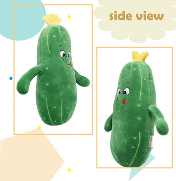 Baboli Adorable Pickle Stuffed Animal Cucumber Plush Plant With Smile Face And Yellow Corolla Pretty Cute Plushie Toy Gift For Any Pickle Lover 12 Inches (Naughty-L)