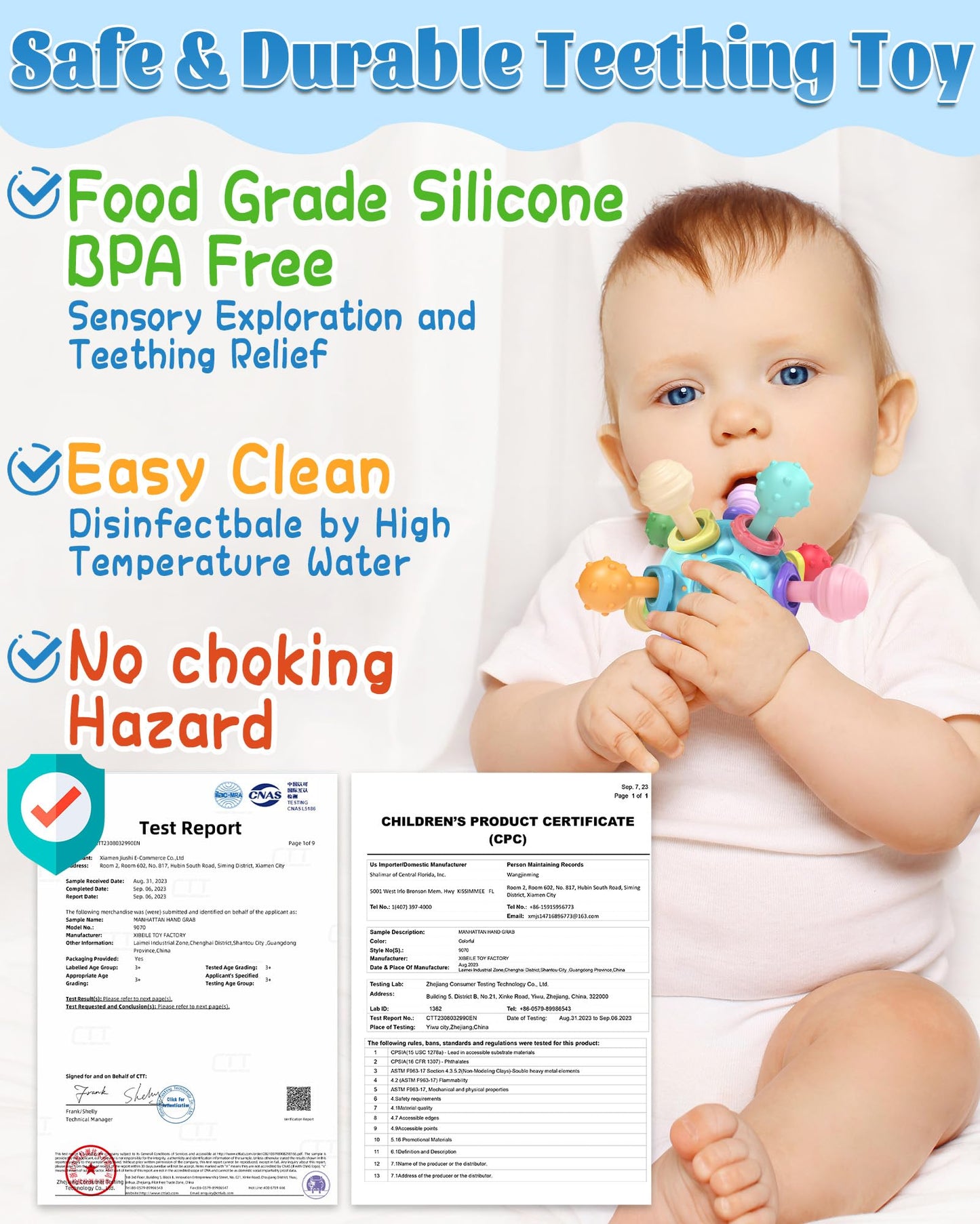 Baby Montessori Teething Toys For 0-6 6-12 Months, Baby Rattle Chew Sensory Toys For Babies 0 3 6 9 12 18 Months, Baby Teether N