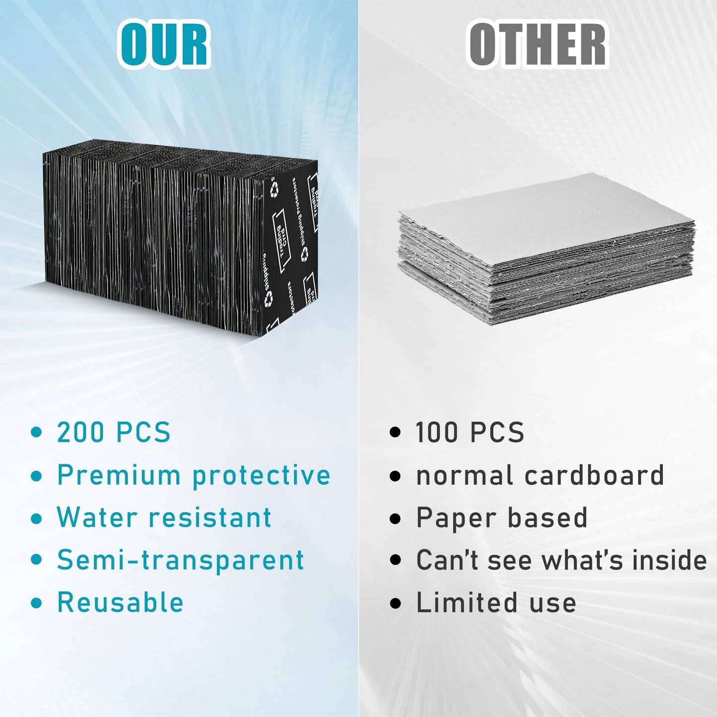 200 Pack Trading Card Shipping Protector Coolrunner 3.5 X 4.5 Plastic Card Protectors Card Mailers Durable Card Savers For Tradi