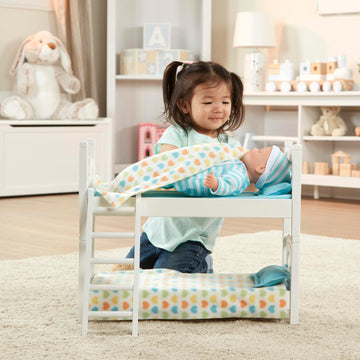 Melissa & Doug Mine To Love Wooden Play Bunk Bed For Dolls-Stuffed Animals - White (2 Beds, 17.4 H X 9.1 W X 20.7 L Assemb