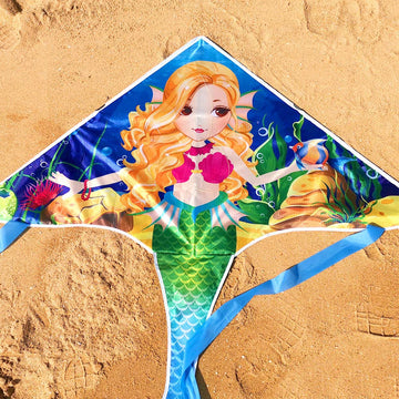 Mint'S Colorful Life Mermaid Kite, Large, Polyester, Multi Color, Fiberglass Frame, Easy To Fly For Kids & Adults