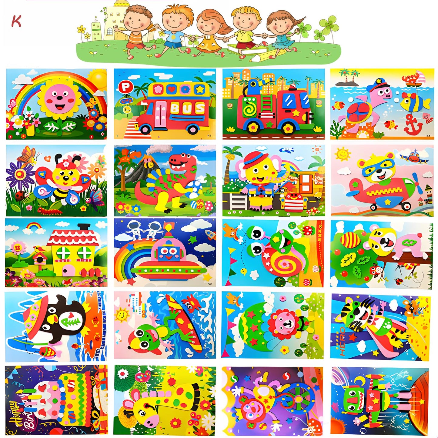 K# 20Pcs 3D Eva Foam Sticker Puzzle Game Diy Cartoon Animal Learning Education Toys For Children. Cultivate Kid'S Three-Dimensio