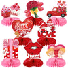 JULMELON Valentines Table Decorations Honeycomb Centerpiece, 8pcs Valentines Day Centerpieces for Tables 3D Valentines Day Table