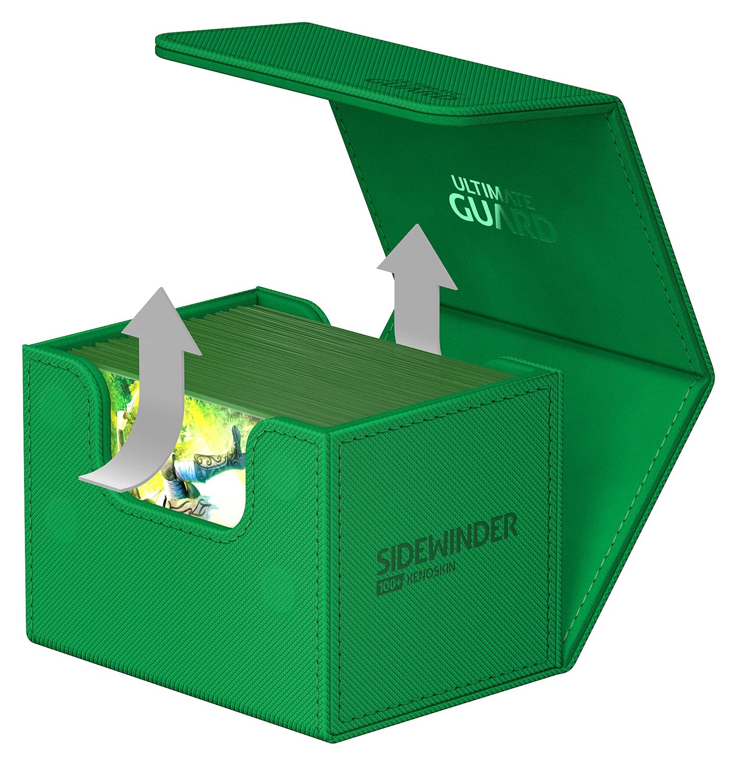 Ultimate Guard Sidewinder 100+, Deck Box For 100 Double-Sleeved Tcg Cards, Green, Magnetic Closure & Microfiber Inner Lining For Secure Storage