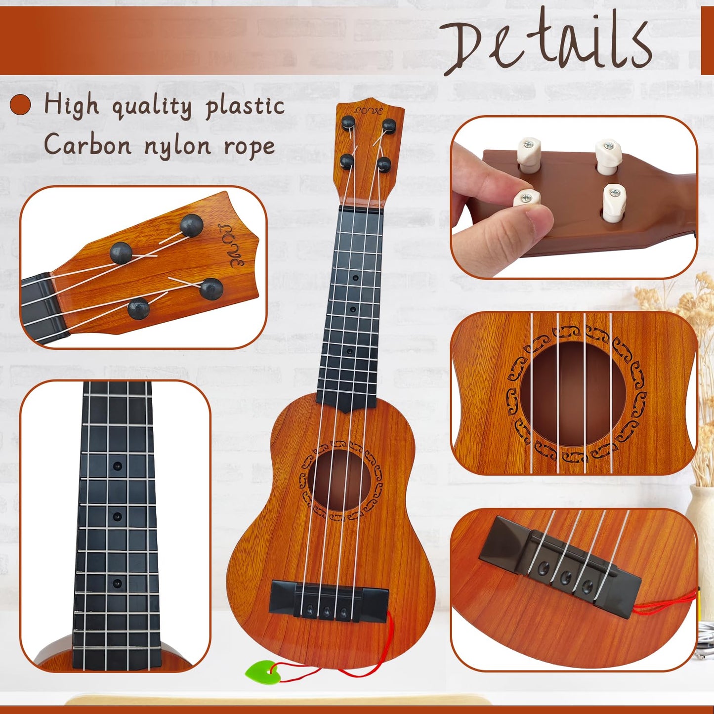 Kids Toy Ukulele Guitar,17 Inch Classical Guitar Musical Toy,4 Strings Guitar Ukulele Educational Learning Toy For Toddlers And Preschoolers