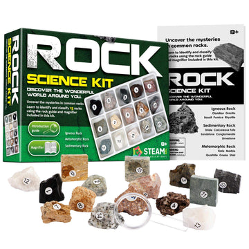 Xxtoys Rock Stone Colletction Science Kit Geology Kid Specimens Gift Presents 15Pcs Magnifier Included