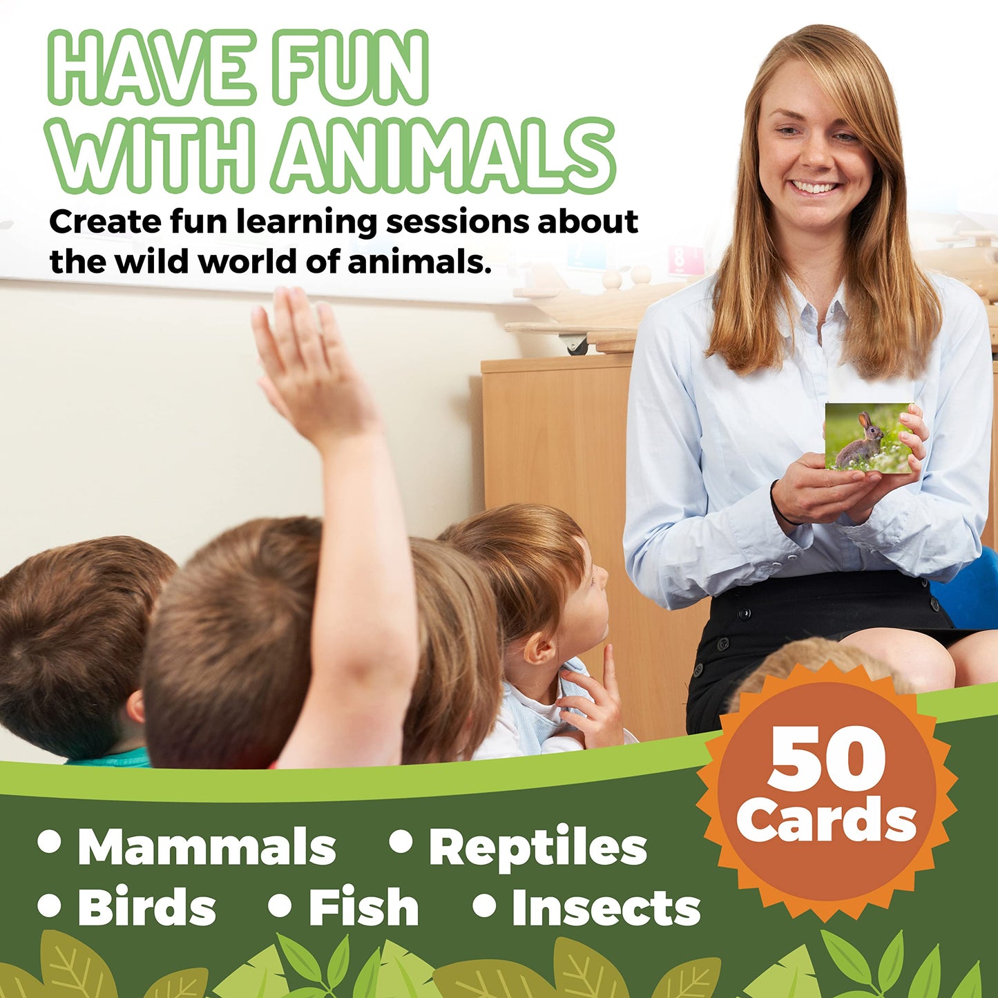 50 Animal Flash Cards - Realistic Photo Cards - Fun Vocabulary Builder For Autisim, Speech Therapy, Esl, Occupational Therapy - Montessori Educational Games For Preschool Kids Learning Activity