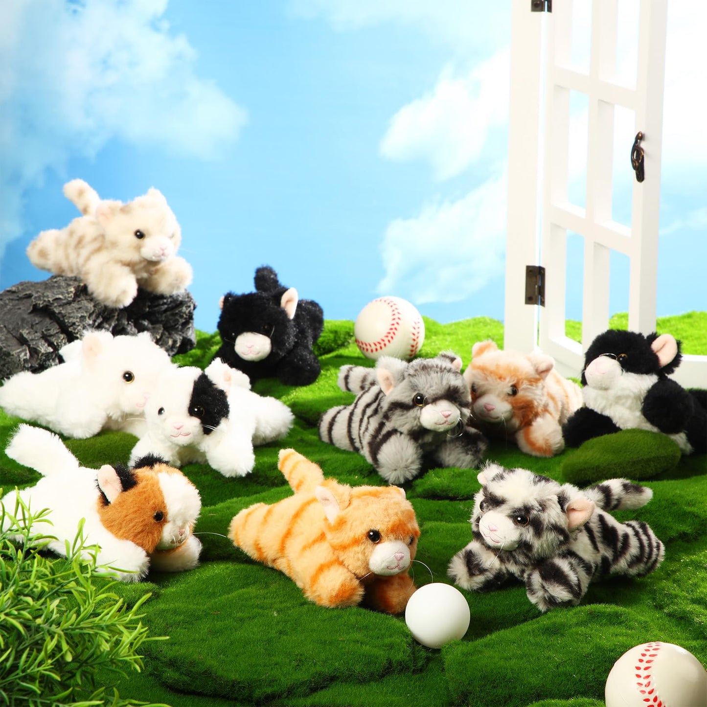 Lenwen 10 Pcs Cat Stuffed Animals Bulk Soft Cuddly Kitten Plush Sets Smitten Kittens Assorted Fluffy Stuffed Cats For Kiddos Birthday Valentine'S Day Gift Party Goodie Bags Stuffers(Prone Style)