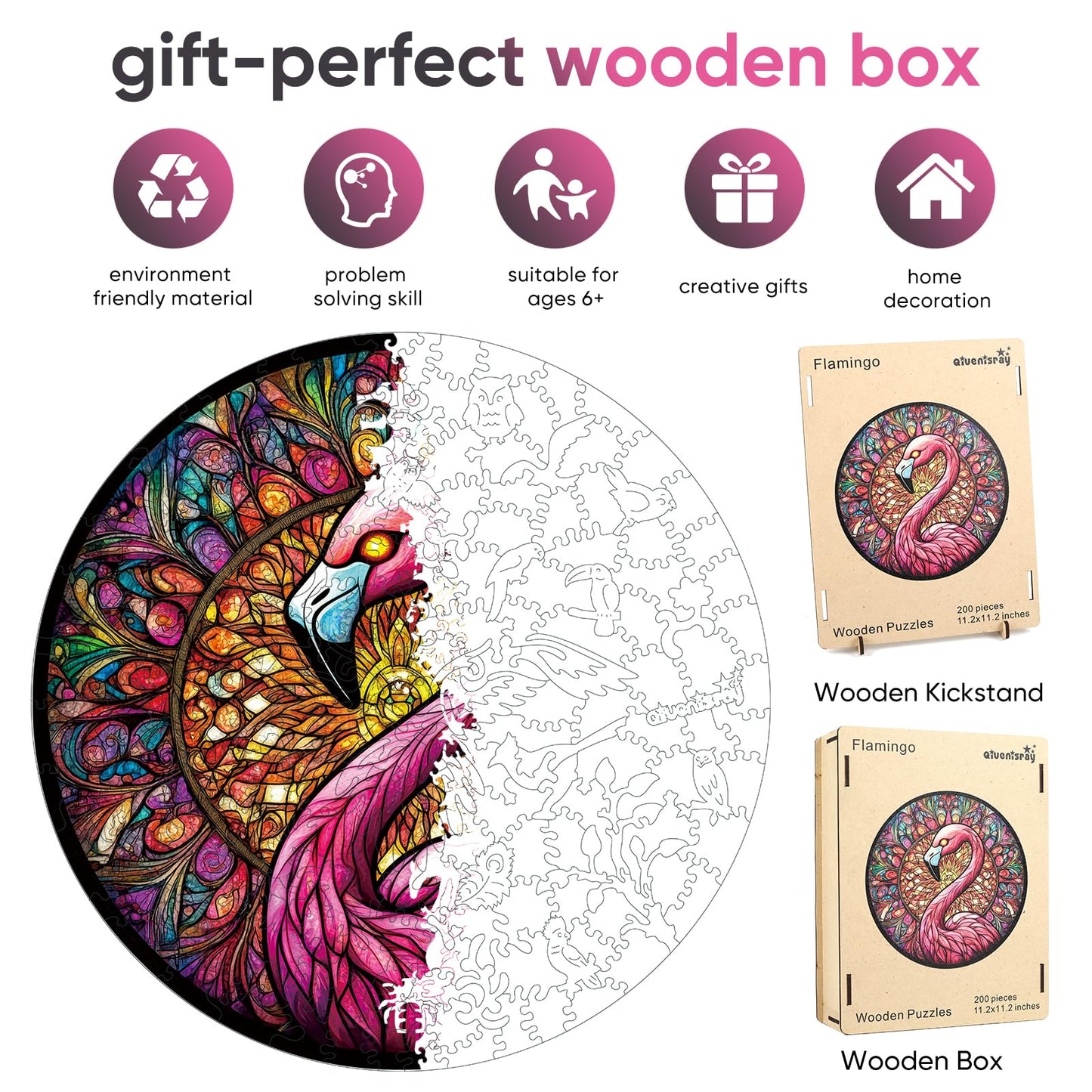 Qiuenisray Wooden Puzzles for mature-themeds 500 Piece Flamingo Jigsaw Puzzles Unique Shape mature-themed Puzzles Irregular Christmas Thanksgiving Gifts for Family Friend(16.5 * 16.5 in)