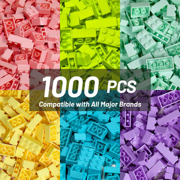 Pairez Toys Classic Building Bricks Playset, 1000 Pieces Bulk Blocks Set, Accessories Compatible With All Major Brands Parts And Pieces, Stem Toys For Kids 4+ Years Old (Pastel)