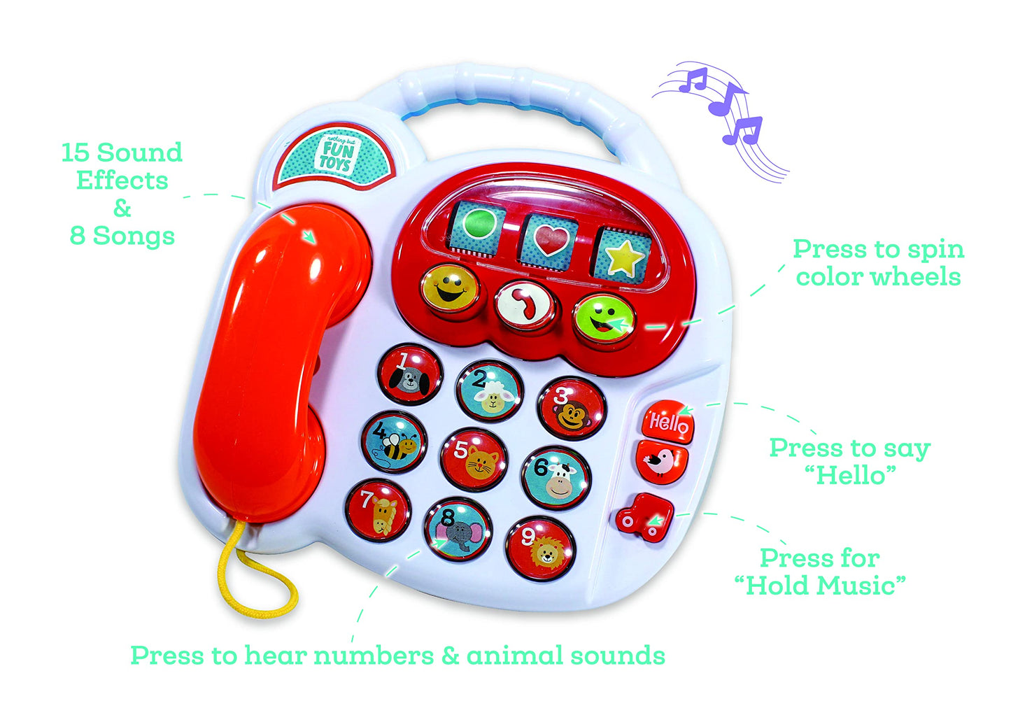 Nothing But Fun Toys Lights And Sounds Fun Time Telephone Designed For Children Ages 12+ Months, Multicolor