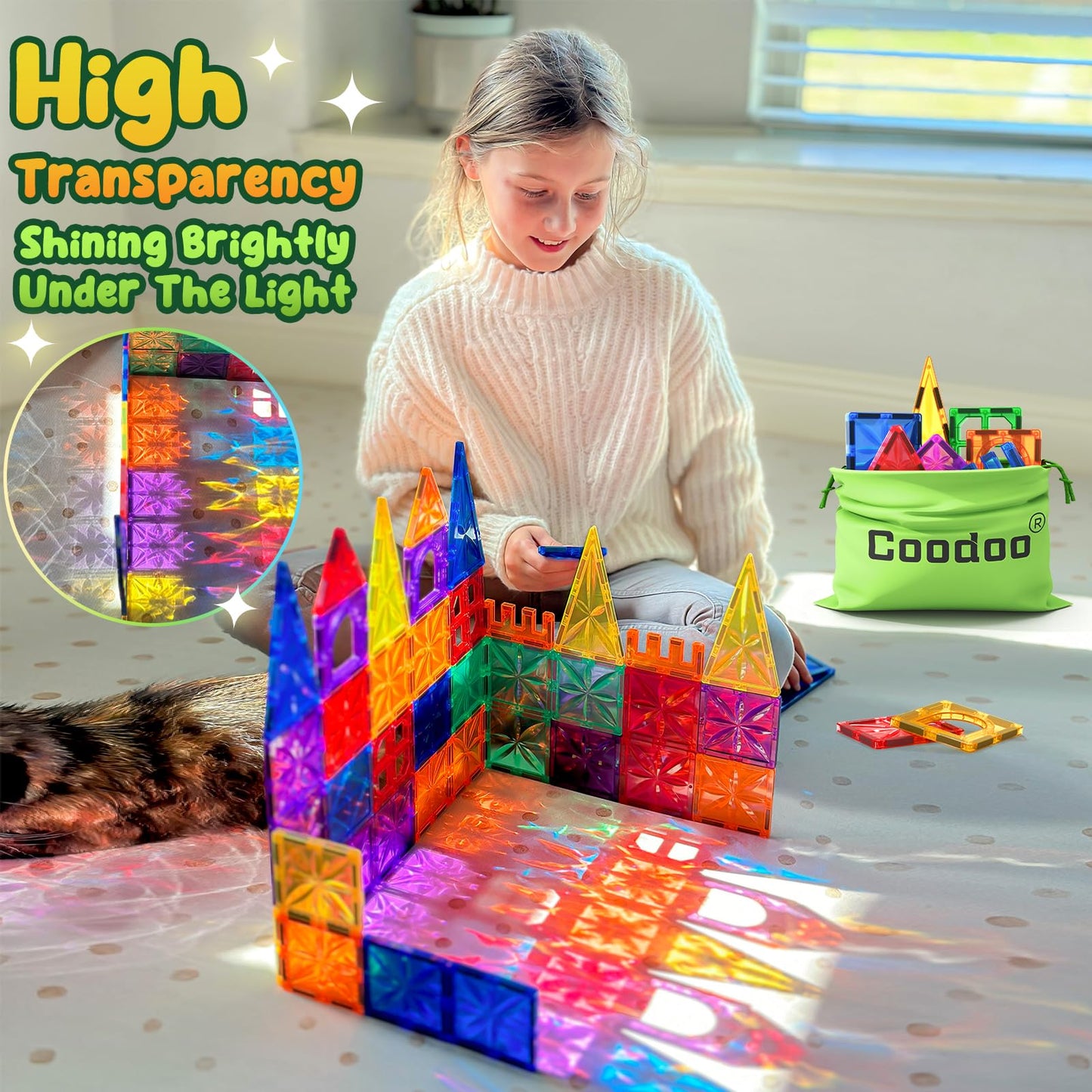 Diamond Magnetic Tiles Kids Toys For Toddlers Stem Magnetic Blocks Building Toys Preschool Sensory Montessori Learning Toys For