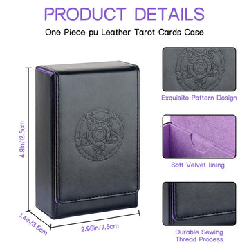 Buweeo Tarot Card Case/Holder, Single Deck Pu Leather Card Holder For Most Standard Size Tarot Cards Or Playing Cards, Black And