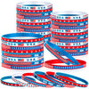 Leitee 100 Pcs USA Silicone Bracelet Red White Blue American Flag Wristbands Veterans Day Memorial Party Accessories Decoration
