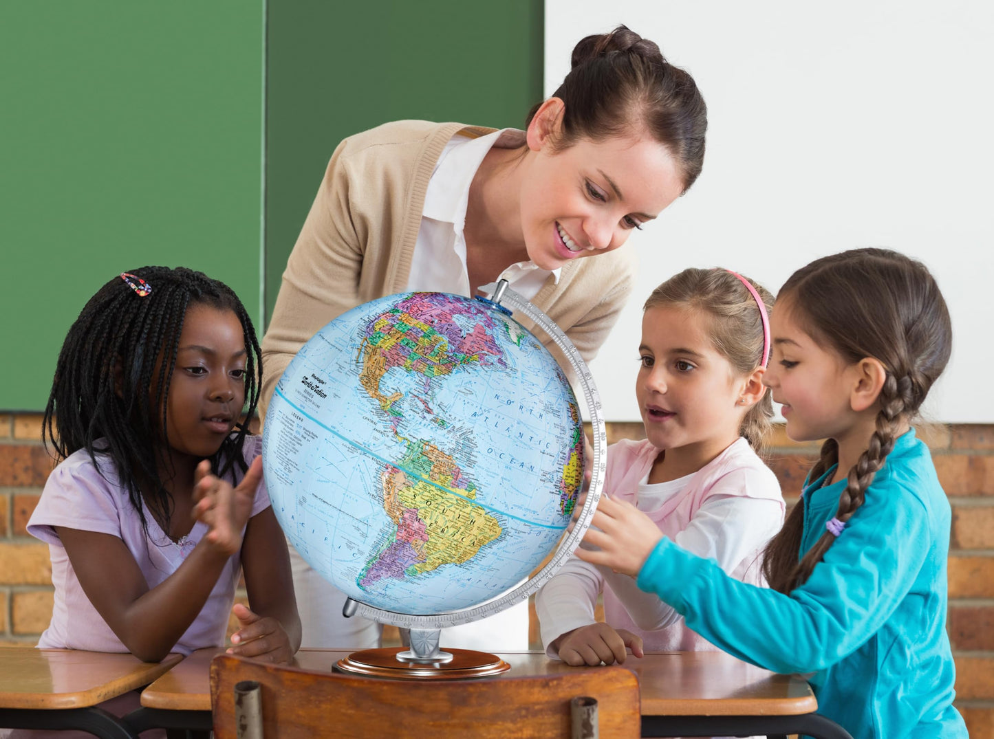 Replogle Student - Educational Classic World Globe, Blue Ocean, Raised Relief Feature, Including A Bonus Map, Made In Usa, 12'/30Cm Diameter