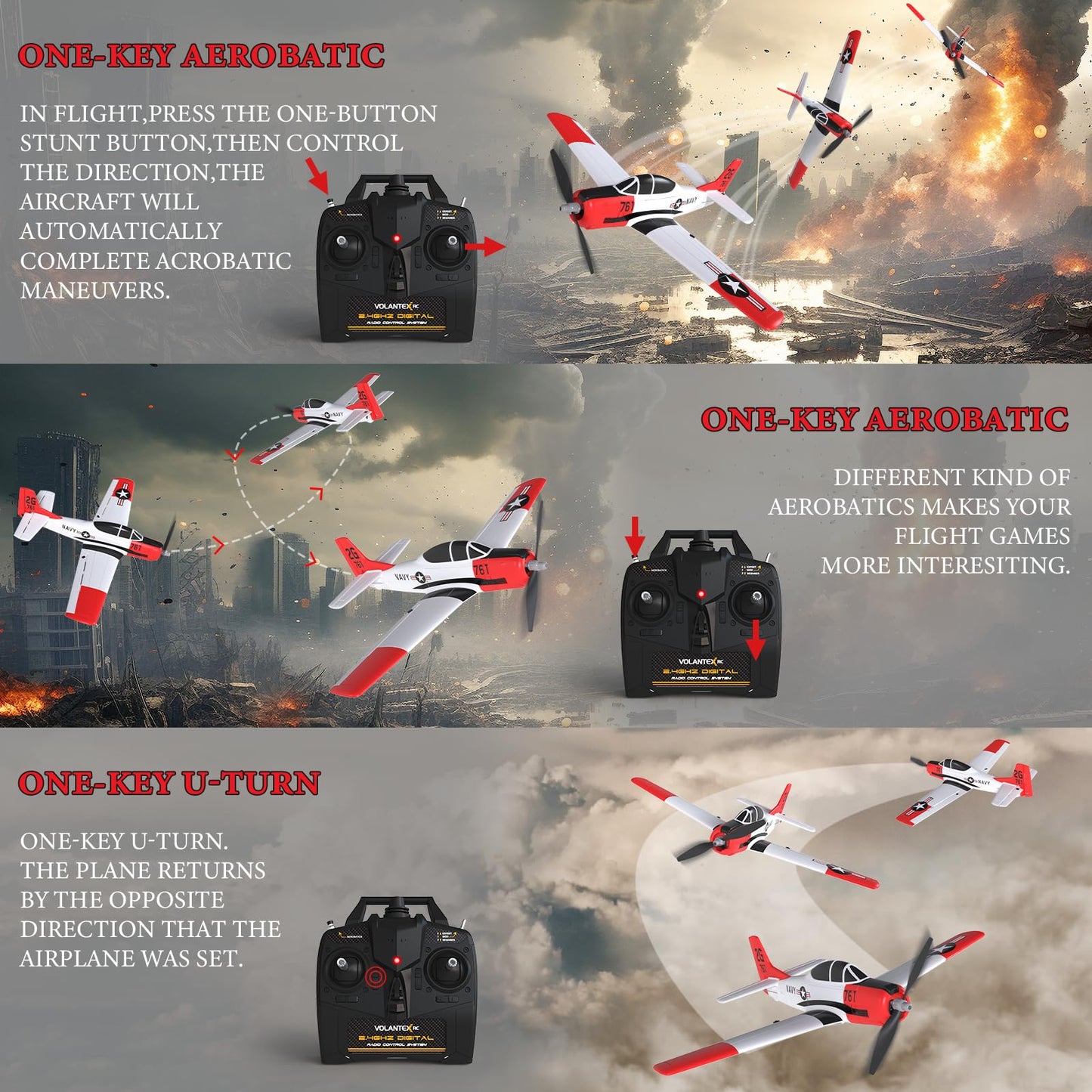 Gluiseur 4 Channel Rc Plane - Ready To Fly Aerobatic Aircraft, Easy Control For Beginners, T28 Trojan Rc Airplane Best Gift For