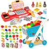 Yalujumb Kids Shopping Cart Trolley Play Set And Pretend Play Calculator Cash Register Toy With Pretend Food And Accessories,Per