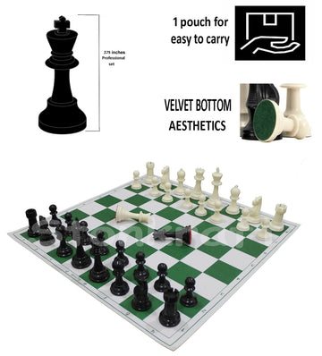 Stonkraft 18.2 X 18.2 Tournament Chess Vinyl Foldable Chess Game With Solid Plastic Pieces (With Two Extra Queens + Vinly Po