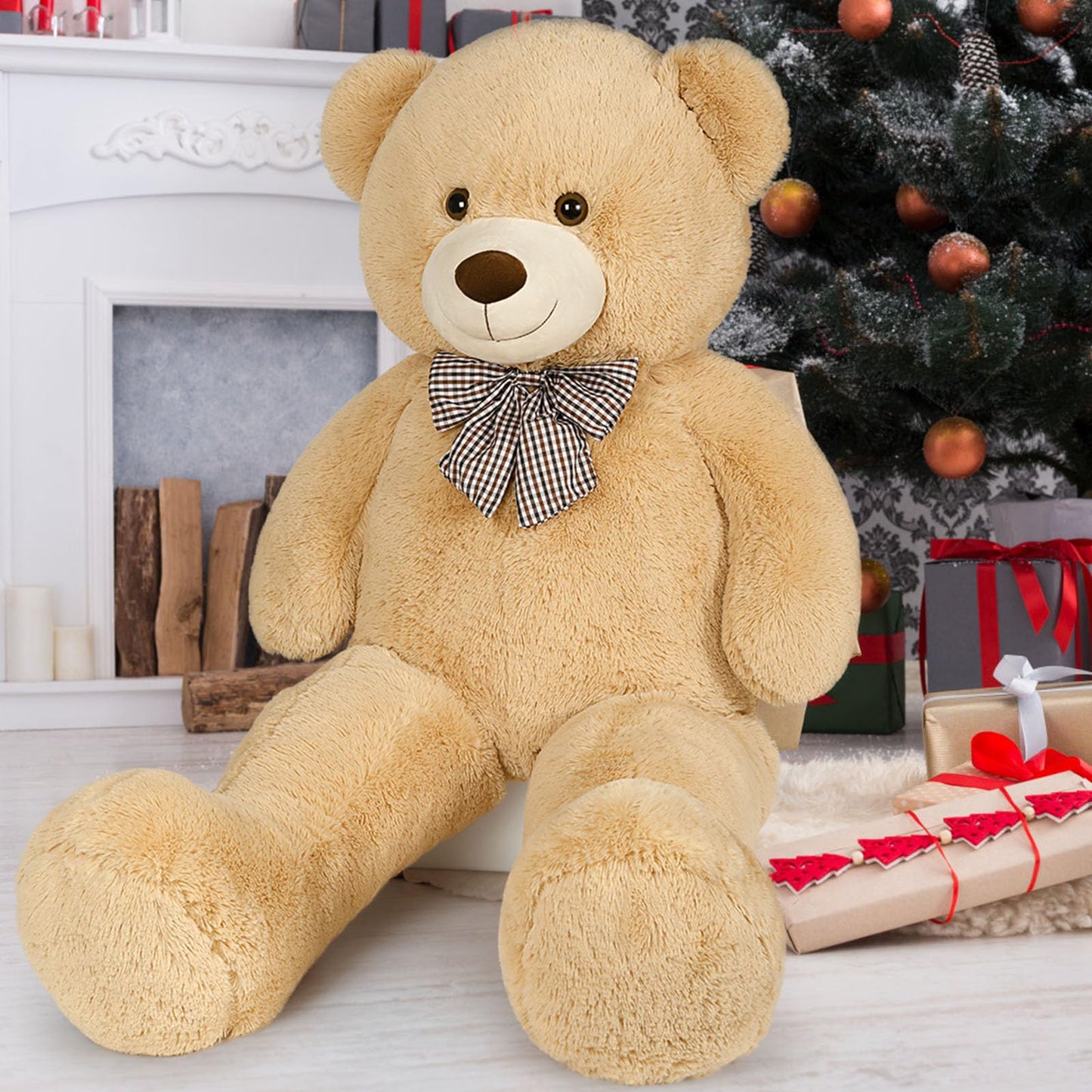 Morismos Giant Teddy Bear 4Ft, Big Large Teddy Bear 4 Foot Plush For Kids, Lifesize Bear Stuffed Animals For Girlfriend, 55 Inches