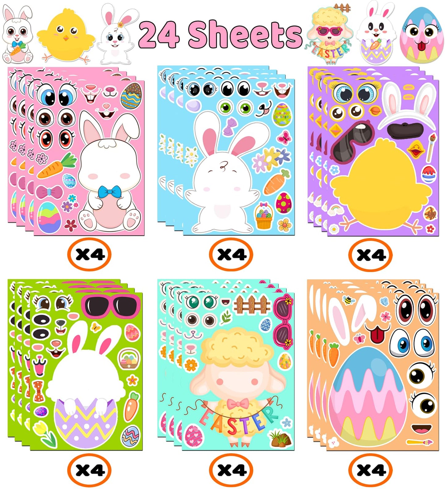 Easter Stickers - Diy Happy Easter Egg Bunny Sticker For Kids, Easter Crafts Stickers Kids Game Toys Gift Party Favor Supplies(2