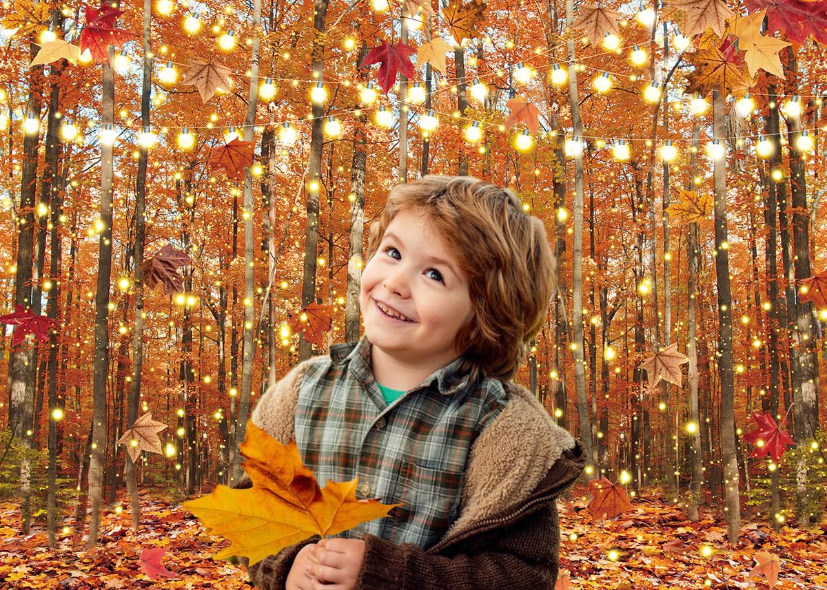 LTDKAEN Fall Leaves Forest Backdrop Glitter Autumn Maple Deciduous Photography Background Fall Thanksgiving Bridal Shower Party