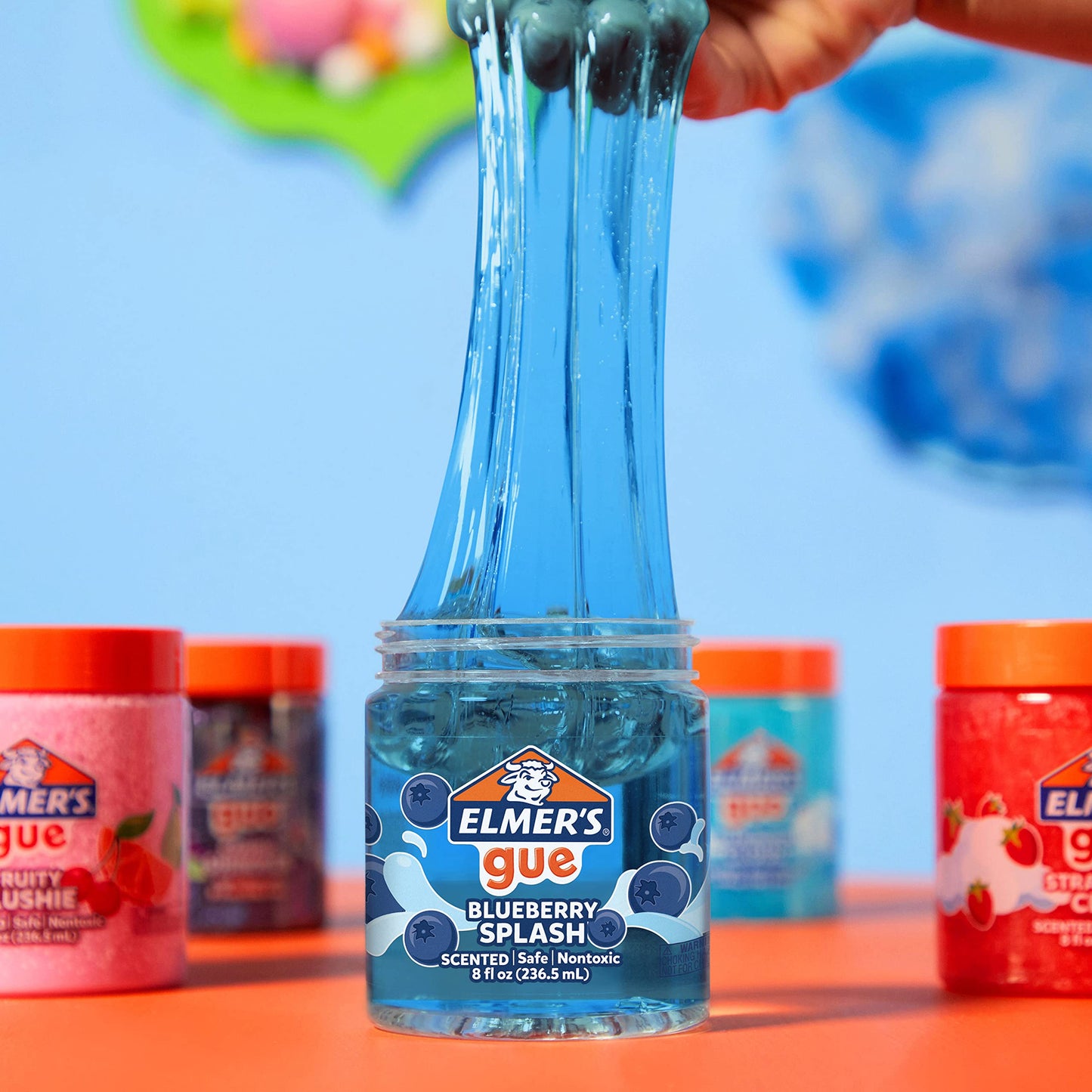 Elmer'S Gue Pre-Made Slime, Blueberry Splash Slime, Scented, 2 Count
