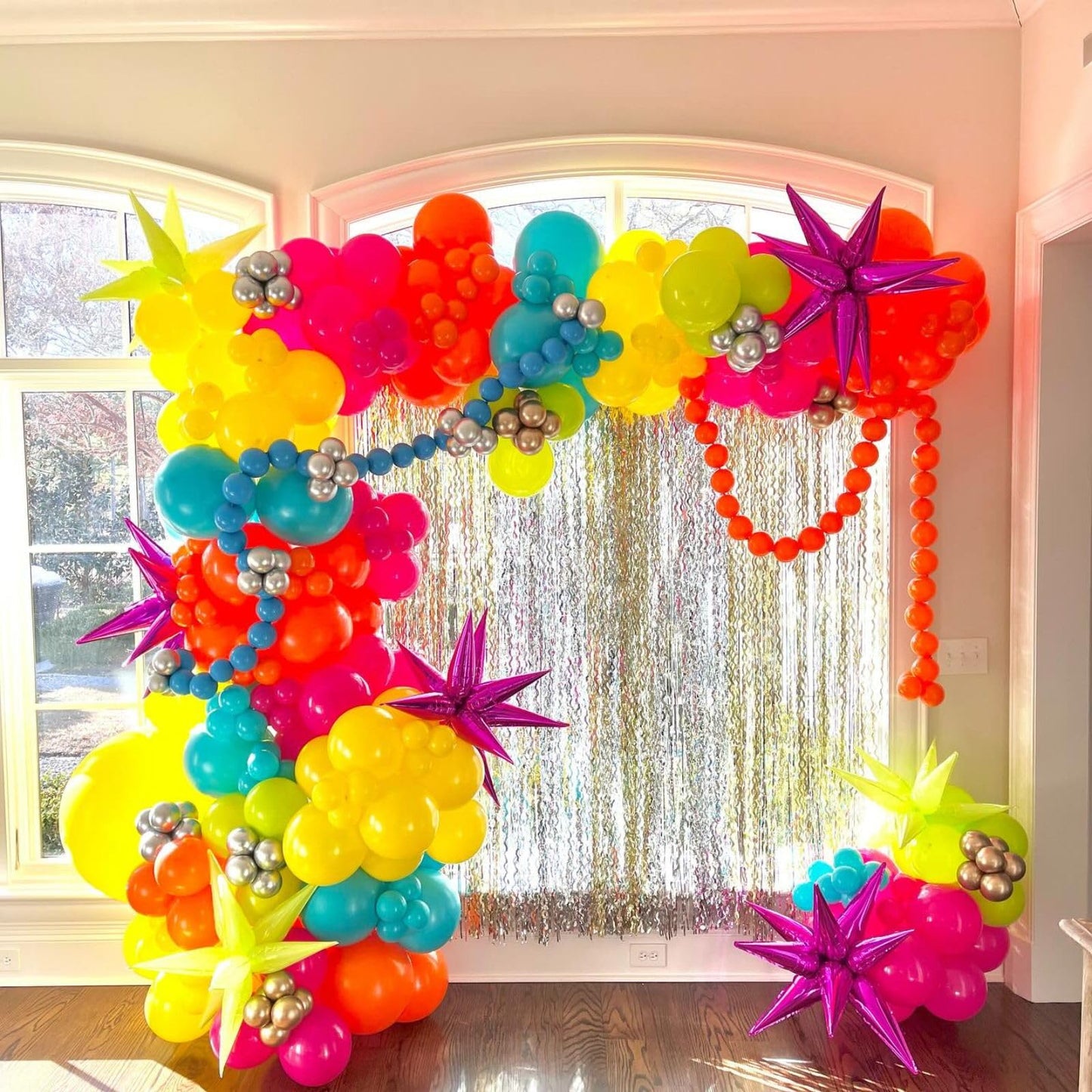 Green Blue Yellow Orange Balloon Arch, Rainbow Balloon Garland With Rose Red Yellow Orange Blue Green Latex Balloons Rose Red Fo