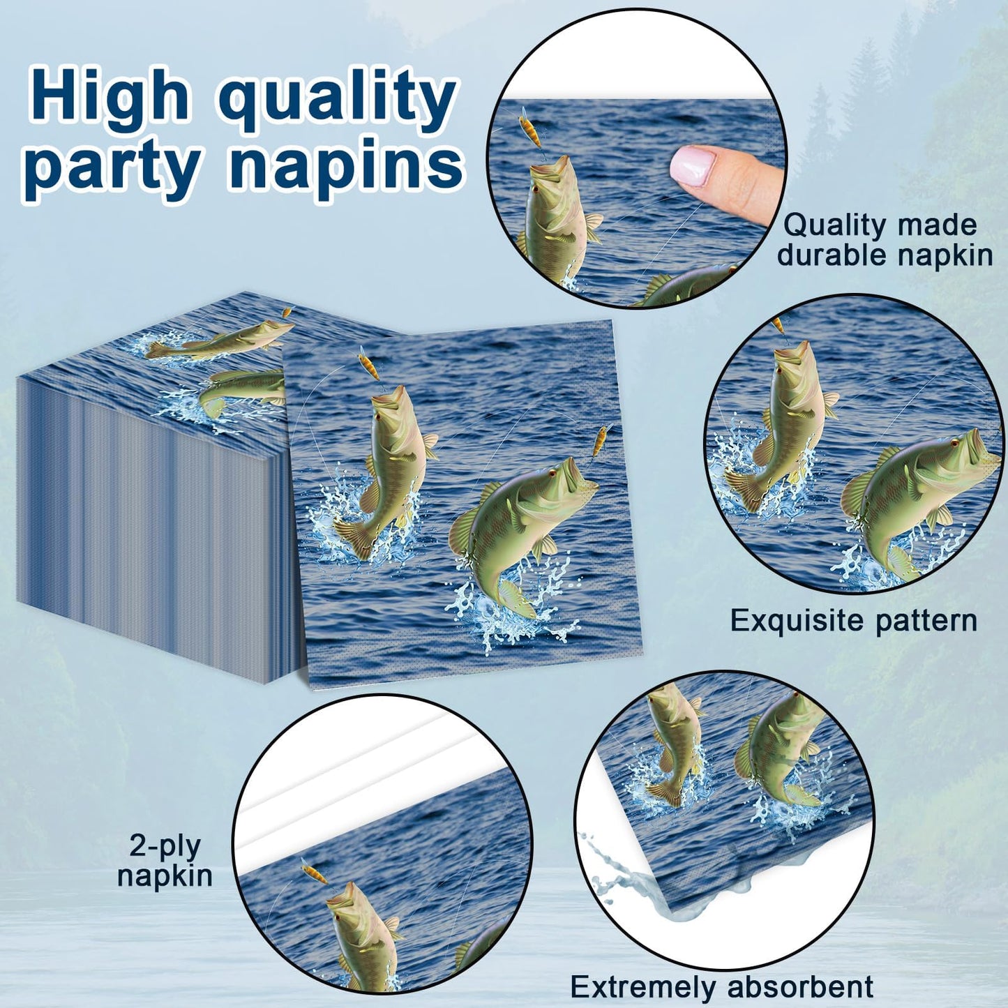 Gone Fishing Party Decorations Fishing Tableware Set Gone Fishin' Plates Napkins Fishing Disposable Table Cover Gone Fishin' Dinnerware For Fishing Themed Fishing Tournament Birthday Party Supplies