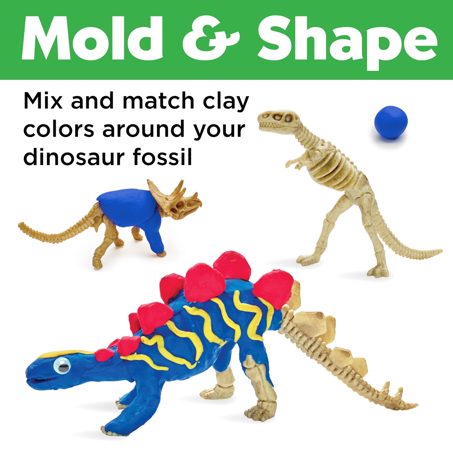 Creativity For Kids Create With Clay Dinosaurs: Craft 3 Dinosaur Toys For Kids Activities, Sensory Craft Kit For Kids Ages 5-8+, Dinosaur Gifts & Kids Toy