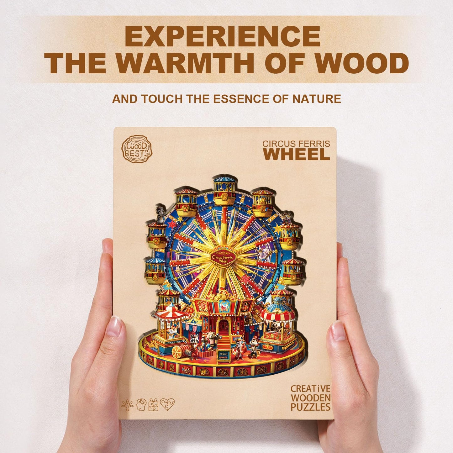 Jigfoxy Wooden Puzzles for mature-themeds Circus Ferris Wheel Wood Puzzles mature-themed Unique Animal Shape Wooden Jigsaw Puzzles for mature-themeds Birthday Gifts for Puzzle Lovers Family Friend (M-11.4 * 9.7in-175pc)