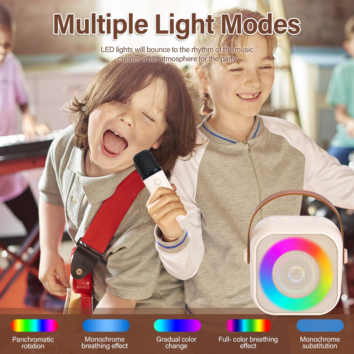 Toys Karaoke Microphone Machine For Kids, 4-12 Years Old Birthday Gifts For Girls, Karaoke Toys Gifts For Girls Boys Age 6, 7, 8, 9, 10, 12 +Year Old Portable Bluetooth Singing Mic Speaker-Beige