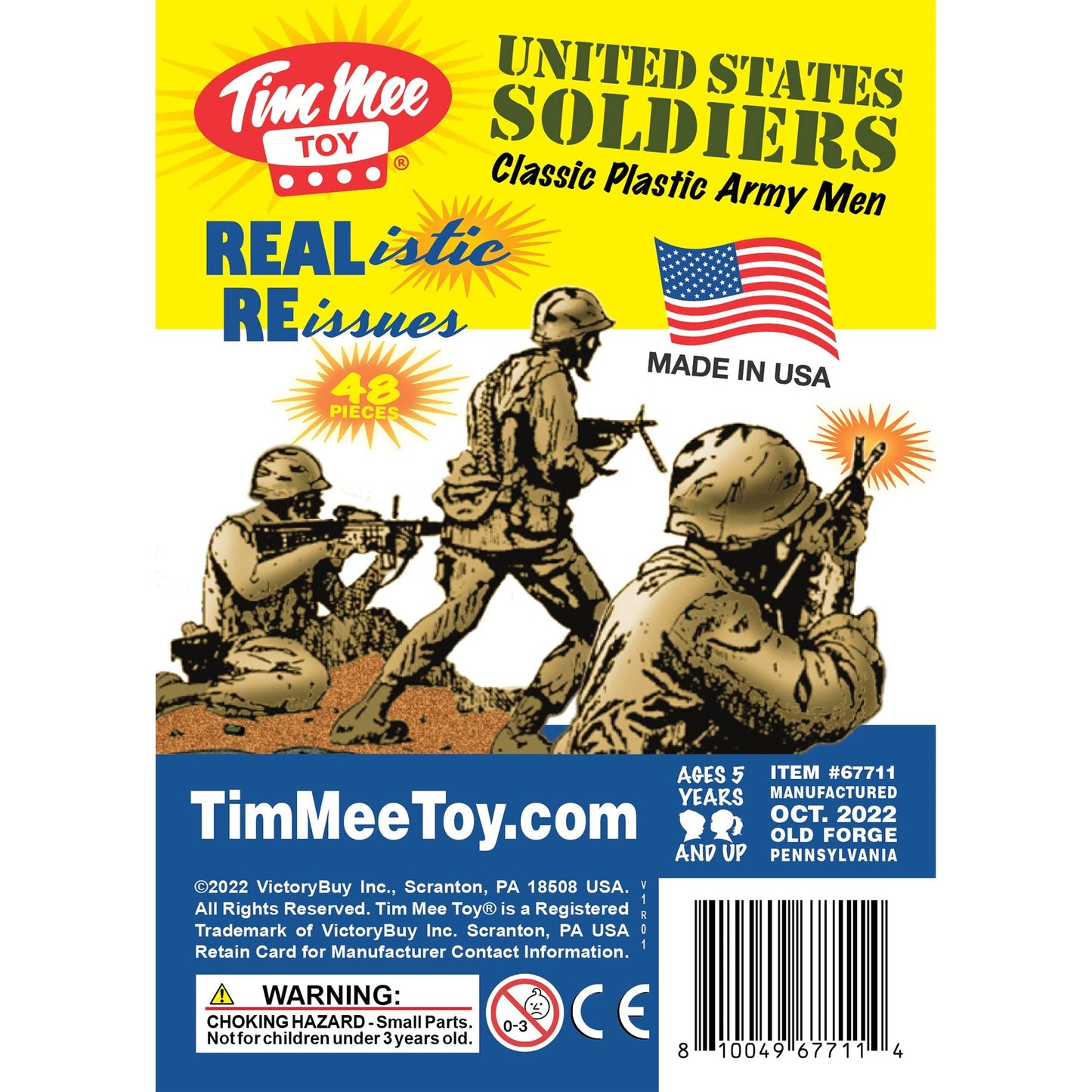 TimMee Plastic Army Men - 48pc Tan Toy Soldier Figures - Made in USA, Durable Playset for Kids