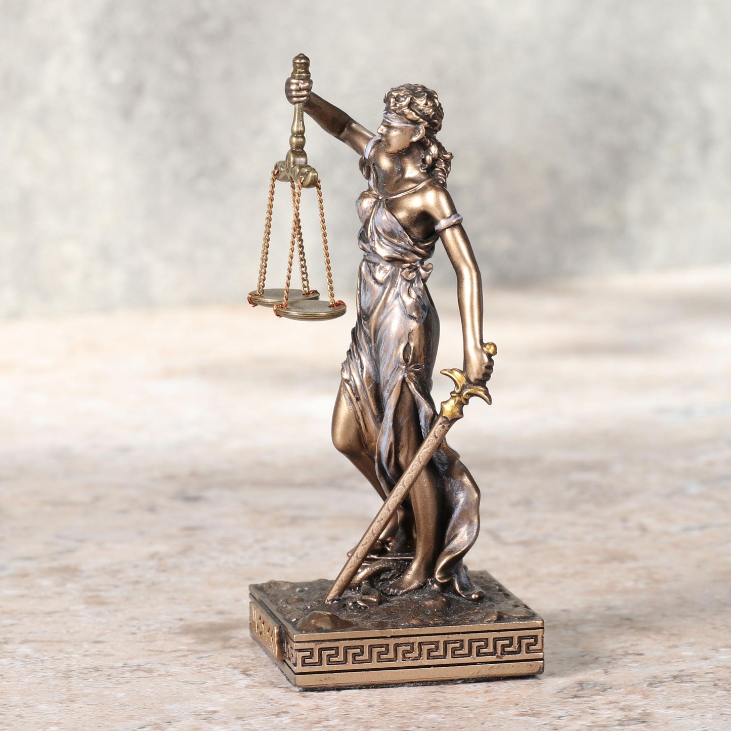 Veronese Design Lady Justice Miniature Figurine, 4 Inch Resin, Hand Painted, Bronze, Model WU78056AP