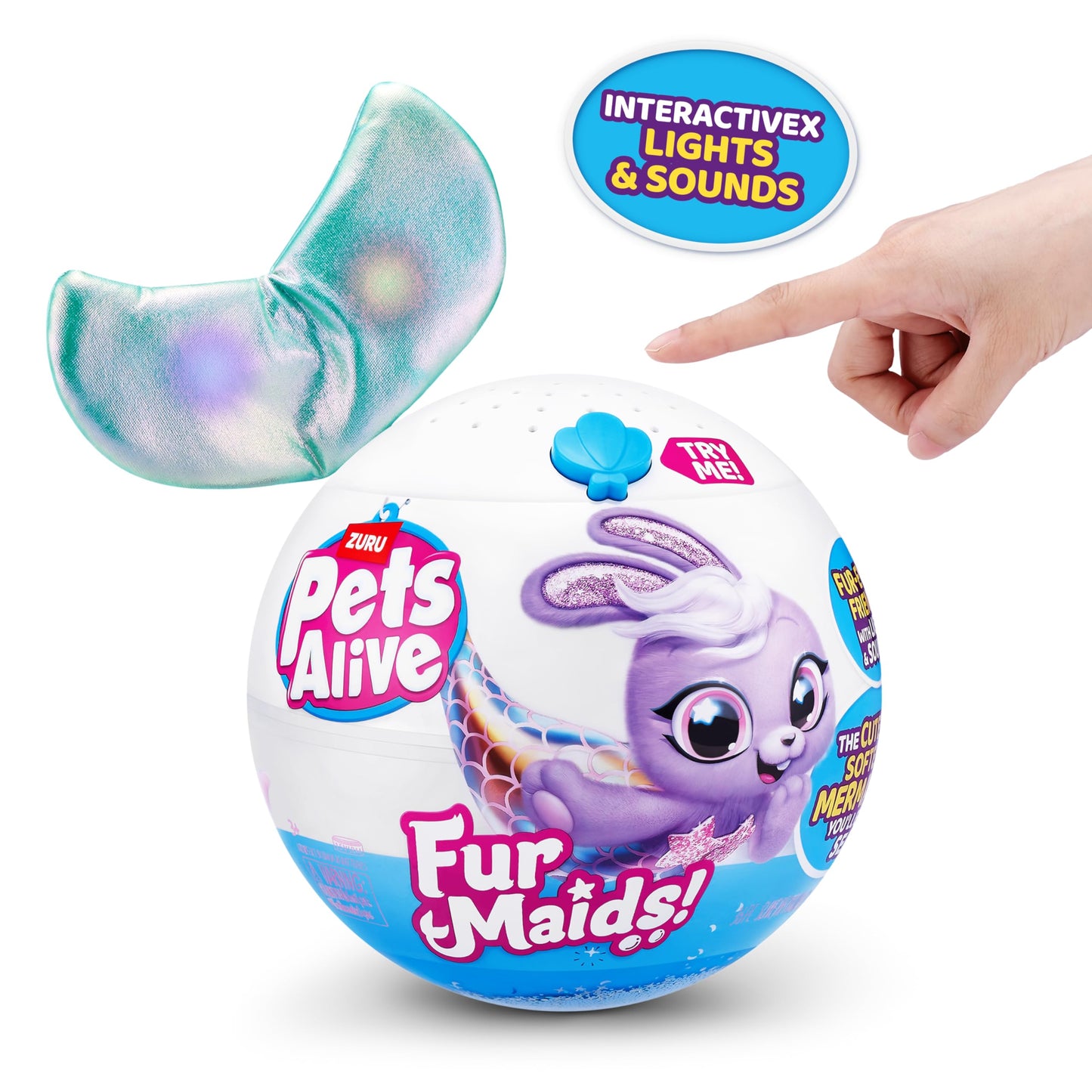 Pets Alive Furmaids Mermaid Plush Interactive Toy - Green Puppy with Lights & Sounds for Girls