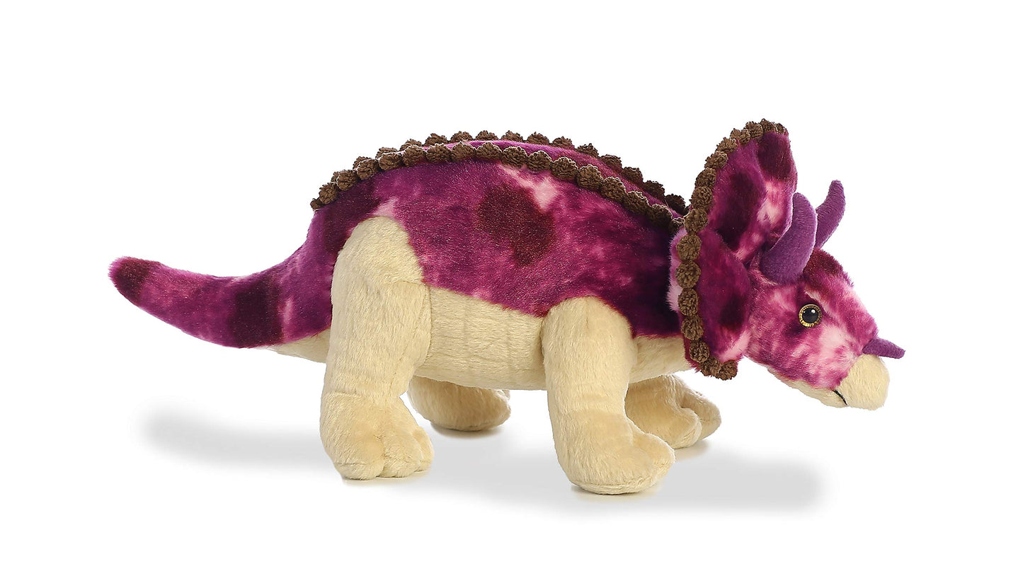 Aurora® Ferocious Dinos & Dragons Triceratops Stuffed Animal - Prehistoric Fun - Cuddly Companions - Purple 14 Inches