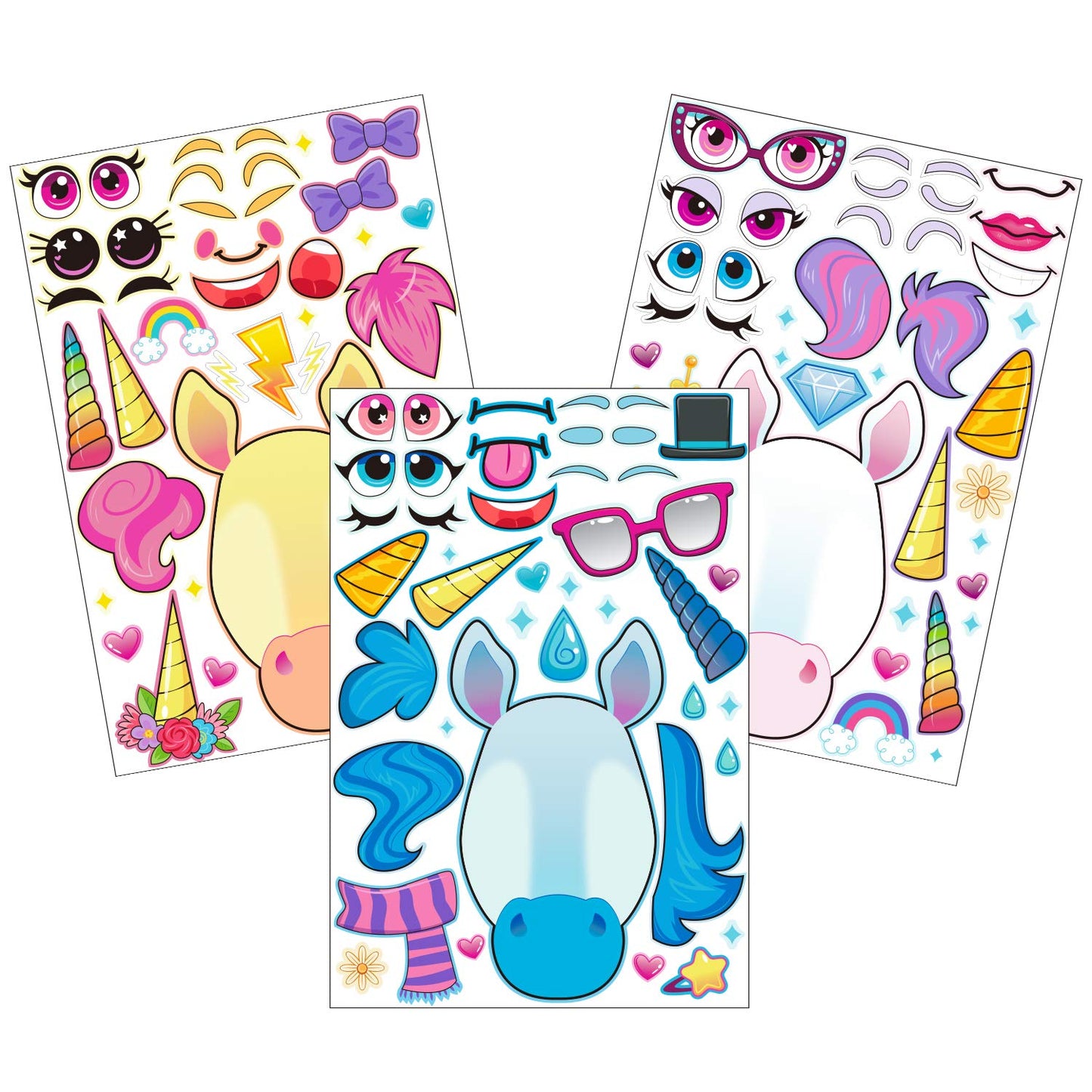 Joyin 36Pcs 9.8'X6.7' Make A Face Stickers For Kids, Make Your Own Unicorn Stickers, Party Favors Kids Crafts, Goodie Bags Stuffers, Classroom Rewards