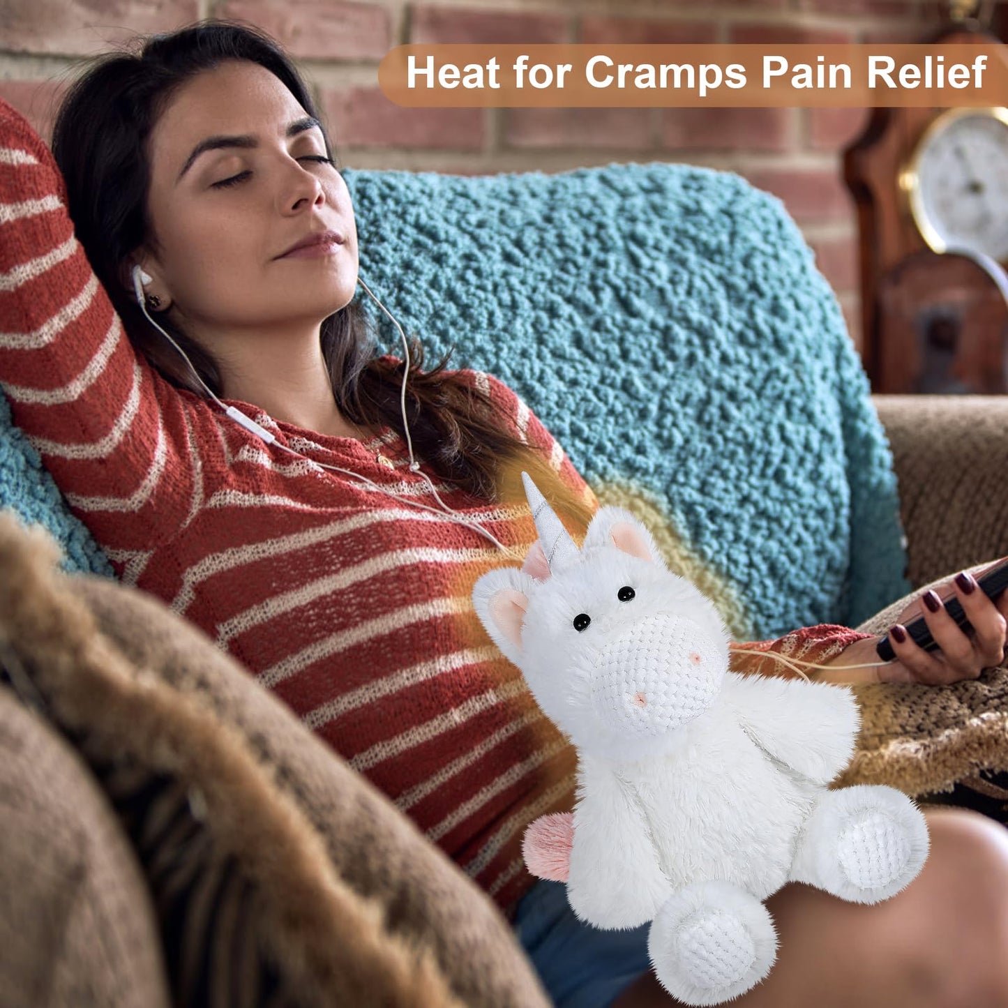 Suzzipals Coolable Warmable Unicorn Stuffed Animals, Microwavable Stuffed Animals Heating Pad For Cramps, Pain And Anxiety Stres