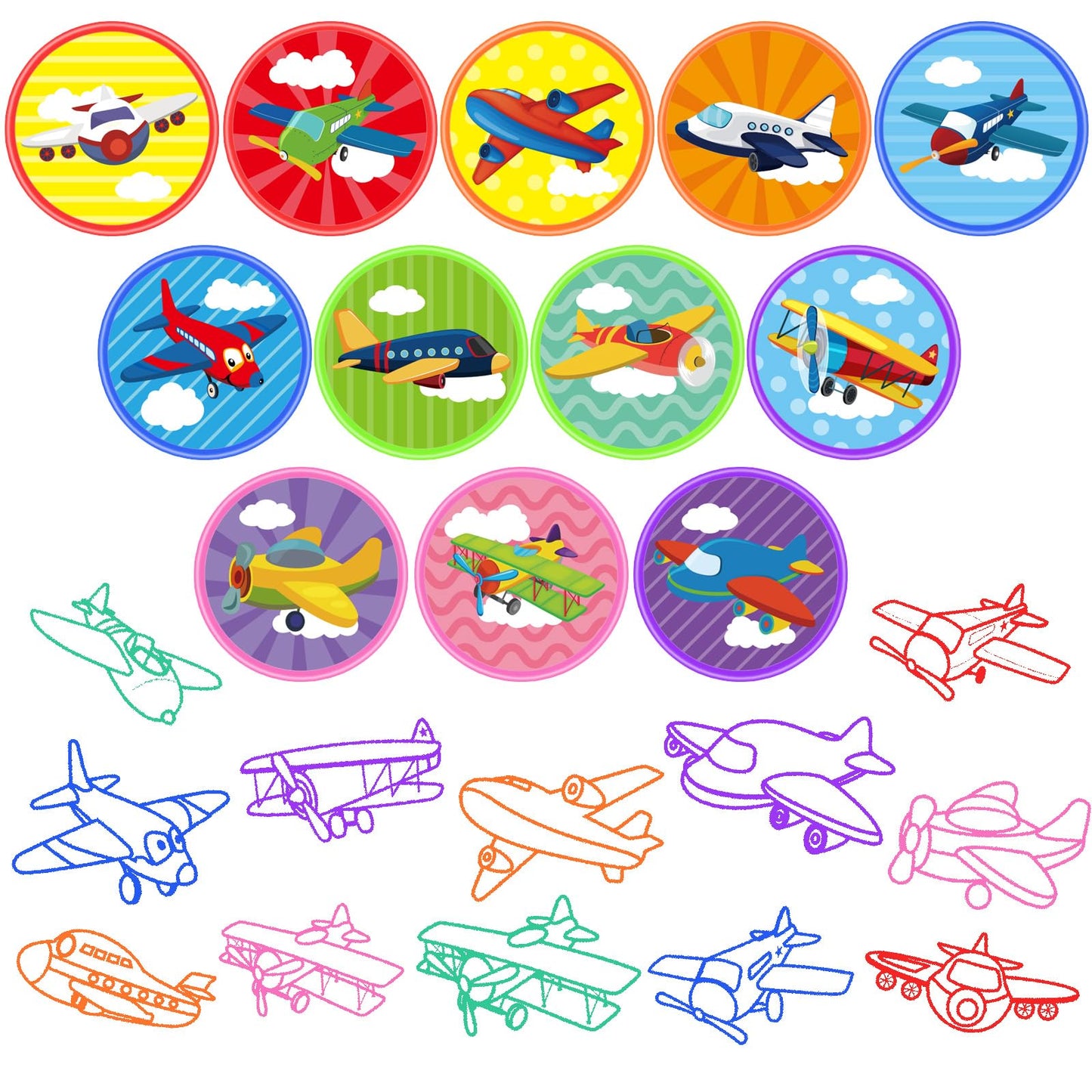 Cinrobiye 24 Pcs Airplane Stampers for Boys Girls, Aviation Party Supplies Favors, Classroom Rewards, Carnival Prizes, Goody Bag