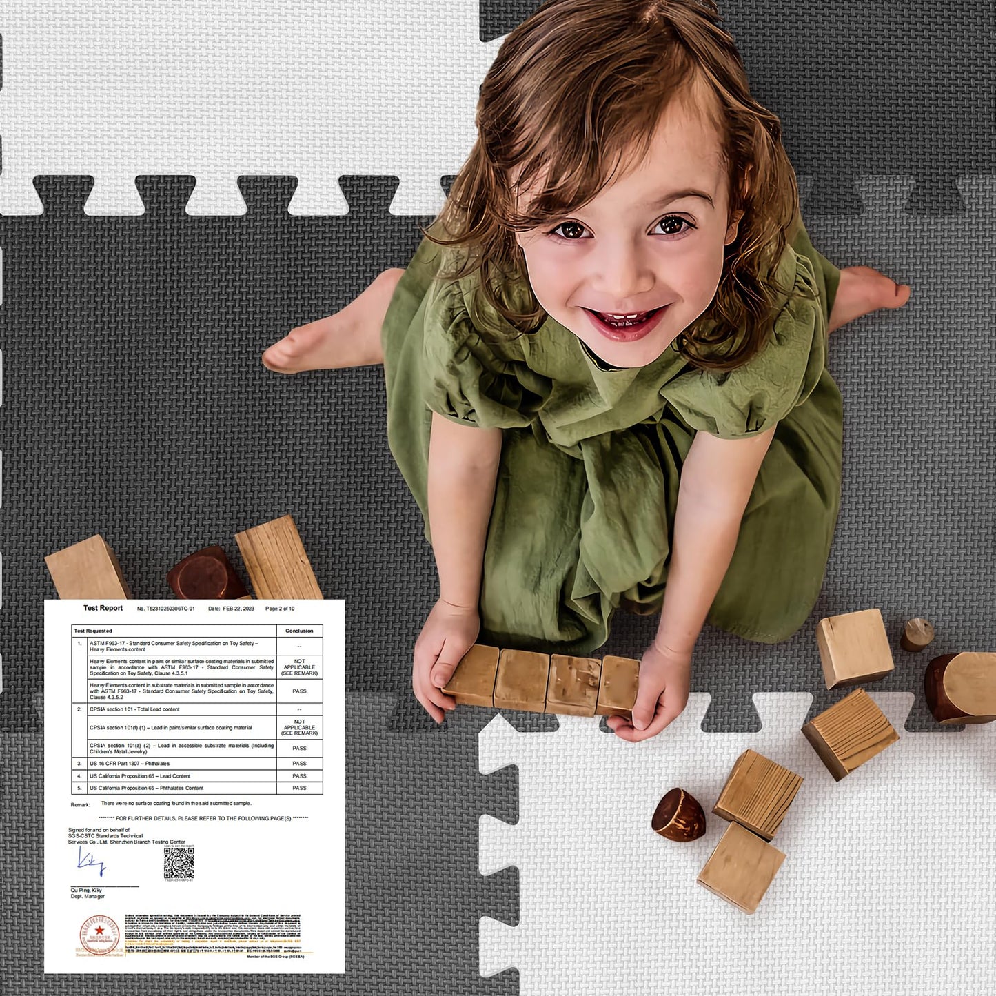 16 Tiles Baby Play Mat for Floor EVA Foam Baby Floor Play Mat with 0.6 Inch Thick Interlocking Foam Tiles Foam Floor Tiles for Baby Toddlers and Kids (Gray-White- Black 16PCS)