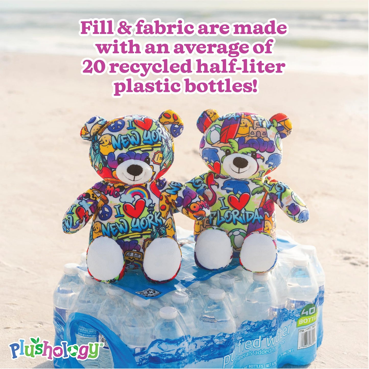 PLUSHOLOGY I Love Boston Graffiti Teddy Bear Eco Friendly Stuffed Animal; Cuddly Soft Velboa Plush Animal for Kids 3 Years Old to mature-themeds; Child-Safe Embroidered Face Details (10 Tall When Seated)