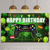 Blulu Video Game Happy Birthday Backdrop Game On Birthday Banner Level Up Gaming Theme Party Background Photo Props For Party Wall Decorations Supplies(Green)