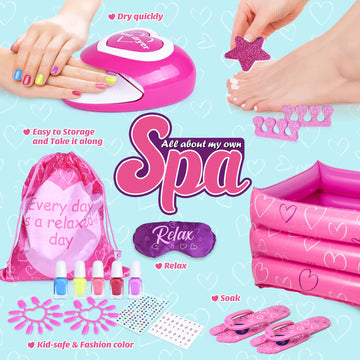 Shemira Gift Set for Girls 7, 8, 9, 10-12 Years Old, Spa Day Toys, Kids Manicure Pedicure Kit and Nail Art Kit, Birthday Gifts f