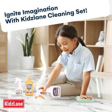 Kidzlane Kids Cleaning Toy Set Of 8 - Toddler Cleaning Set - Green Durable Plastic, Ideal For Pretend Play & Teaching Responsibi