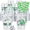 Foldtier 50 Pcs Golf Cups, 12 Oz Disposable Plastic Cups With Straws And Lids Golf Clear Cup Birthday Bachelor Cups Supplies Bir