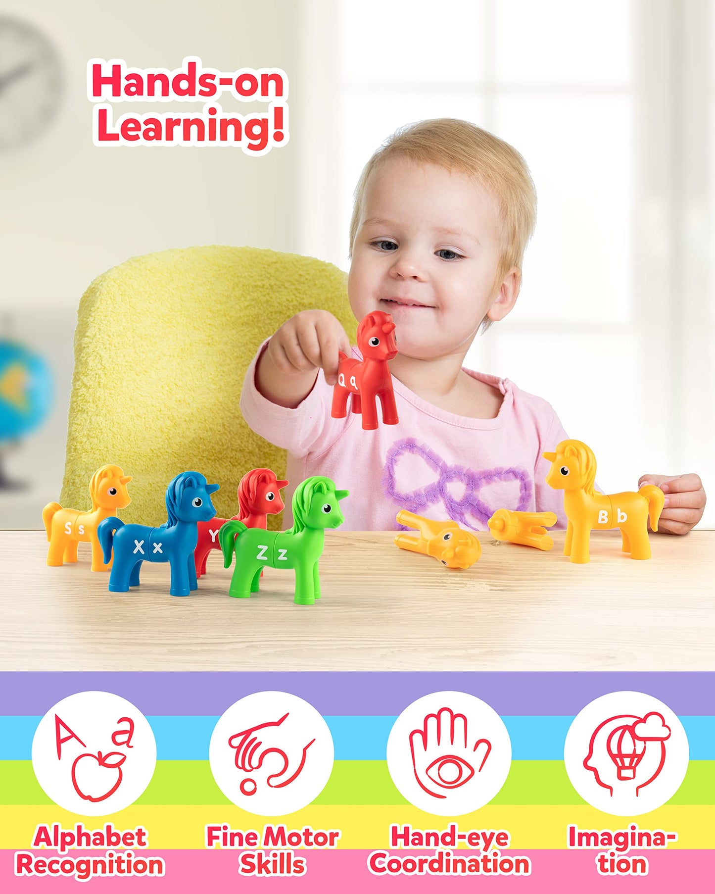 Coogam Unicorn Letters Matching Game,13Pcs Uppercase Lowercase Alphabet Toys, Abc Match Games Preschool Educational Montessori Toys For 2 3 4 Toddlers Boys Girls